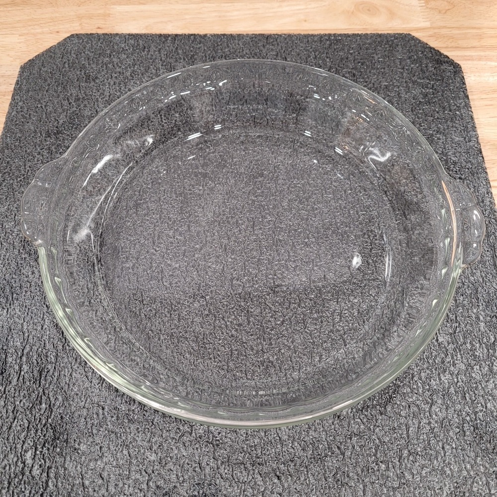 Vintage PYREX #229 9.5" Clear Glass Fluted Scalloped Edge Deep Dish Pie Plate - Picture 2 of 9